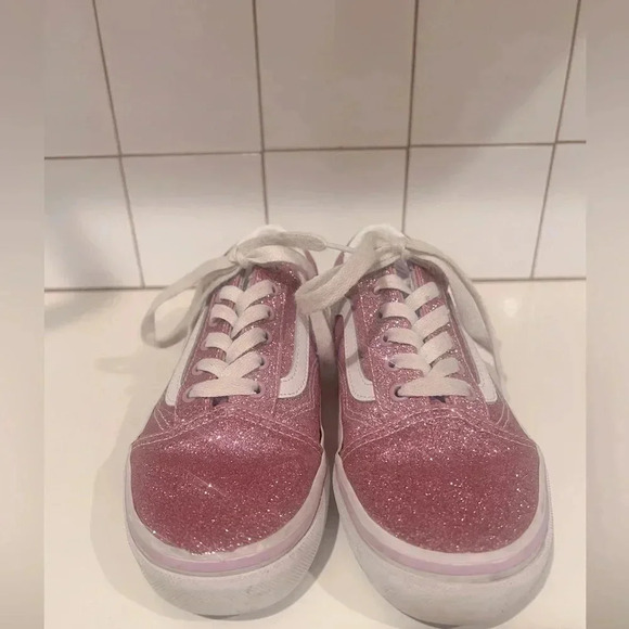 Vans Kids Old Skool Glitter Sparkly Lilac Pink Size 3 (kids) worn twice! EUC - Picture 2 of 6